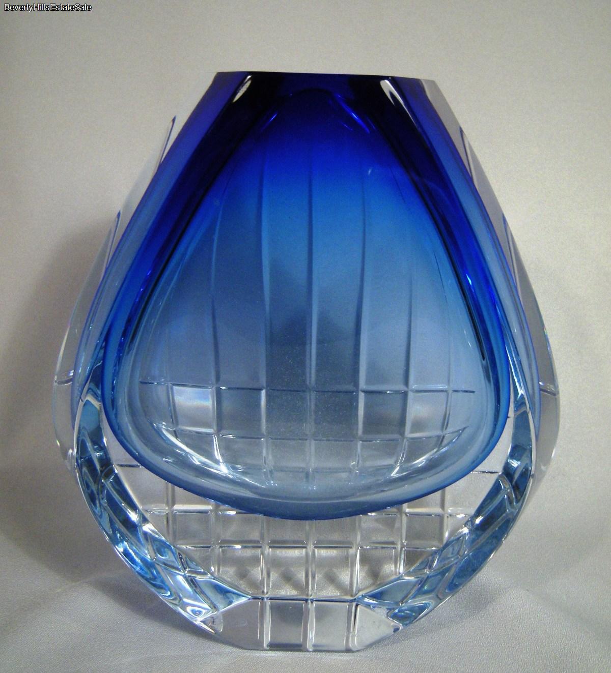 Cobalt Blue Baccarat Neptune Crystal Art Glass Vase Ebay 9857