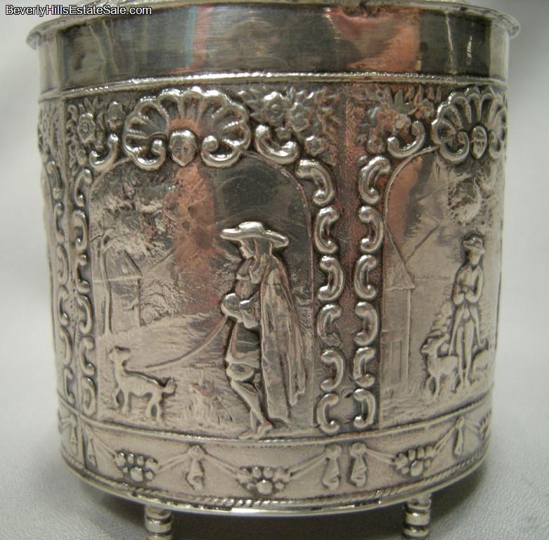 Antique 800 Silver Sculptured Tea Caddy French Import Marks  