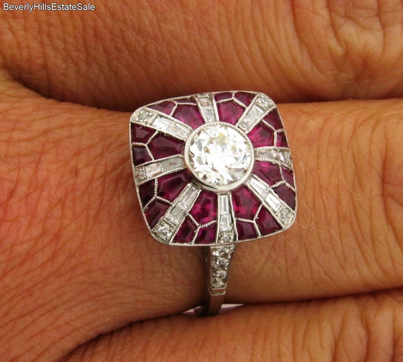Magnificent Antique Art Deco Diamonds Rubies Platinum Ring | eBay